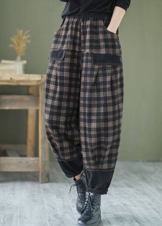 Pantalon en denim à carreaux pour femmes 1
