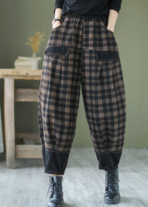 Pantalon en denim à carreaux pour femmes 2