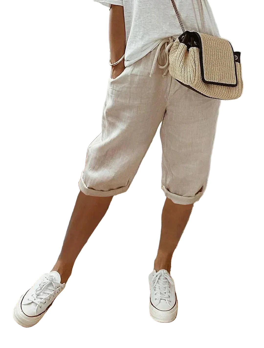 Pantalon en lin pour femme, style été élégant, mélange de lin 1