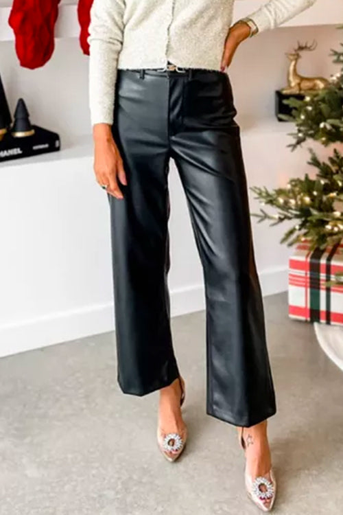 Pantalon en similicuir à jambe droite pour Femme 2