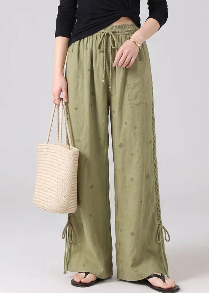 Pantalon large à cordon de serrage et jambes nouées pour femme 1