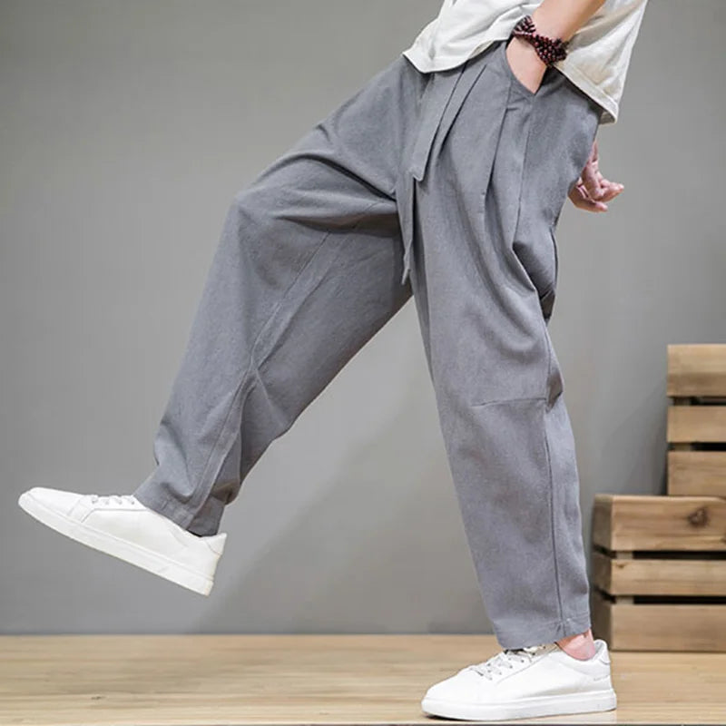 Pantalon pour hommes en lin décontracté 3