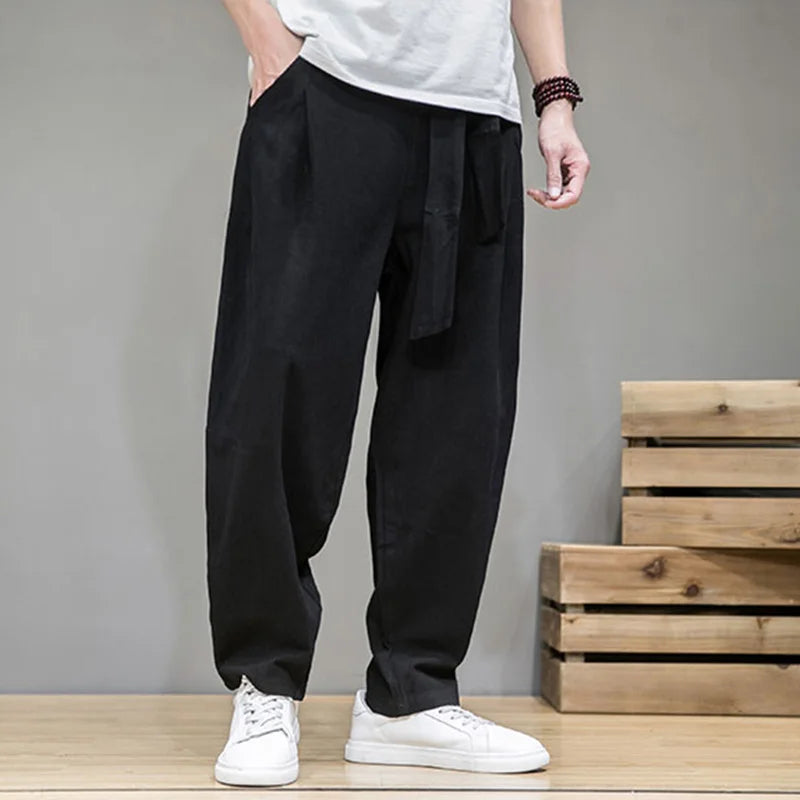 Pantalon pour hommes en lin décontracté 4