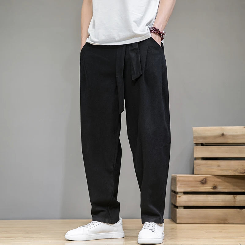 Pantalon pour hommes en lin décontracté 5