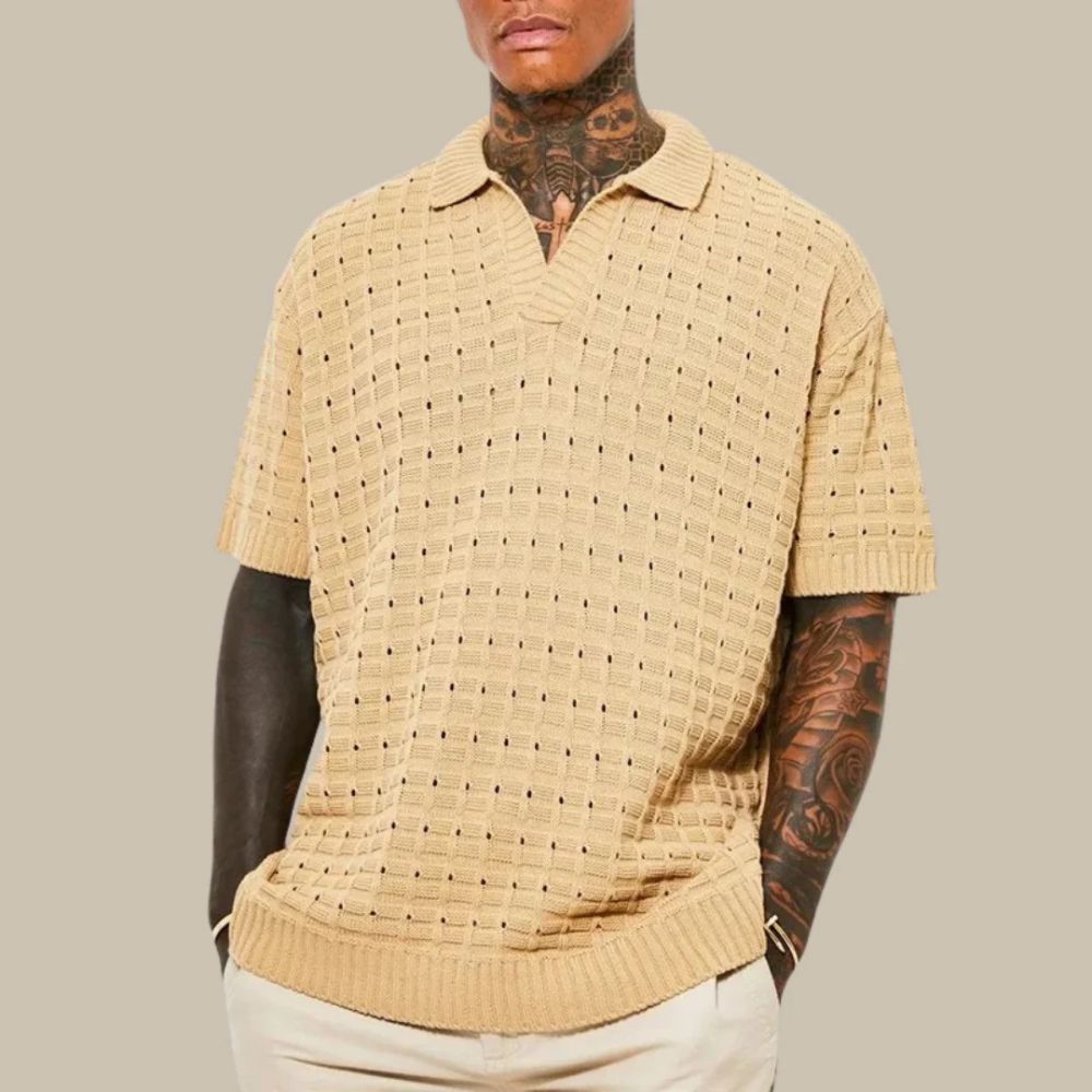 Polo Homme Col en V Décontracté avec Manches Courtes 2