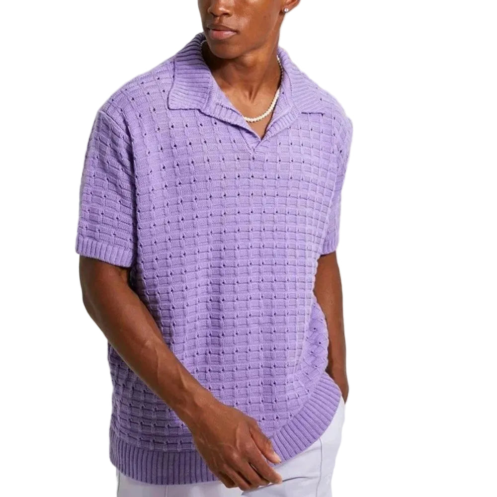 Polo Homme Col en V Décontracté avec Manches Courtes 4