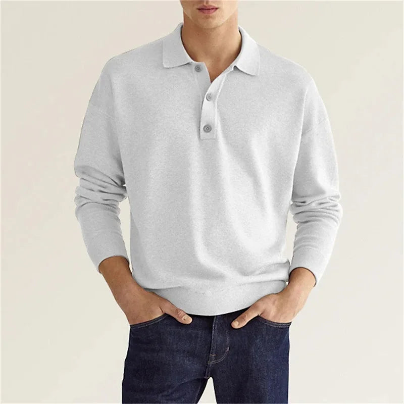 Polo Homme Manches Longues Décontracté 1