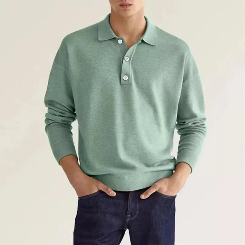 Polo Homme Manches Longues Décontracté 3