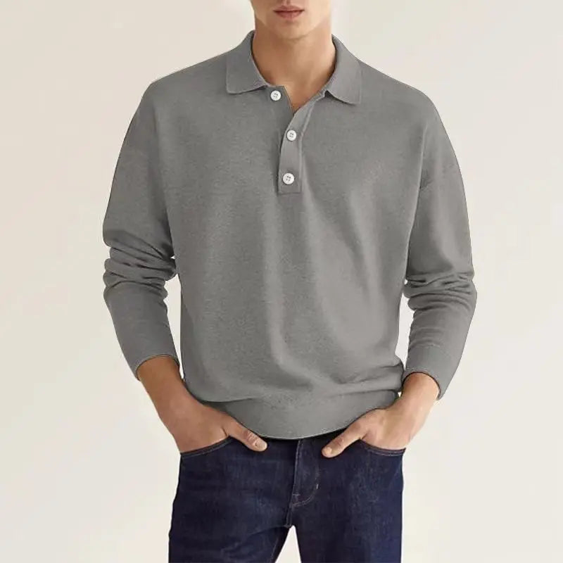Polo Homme Manches Longues Décontracté 4