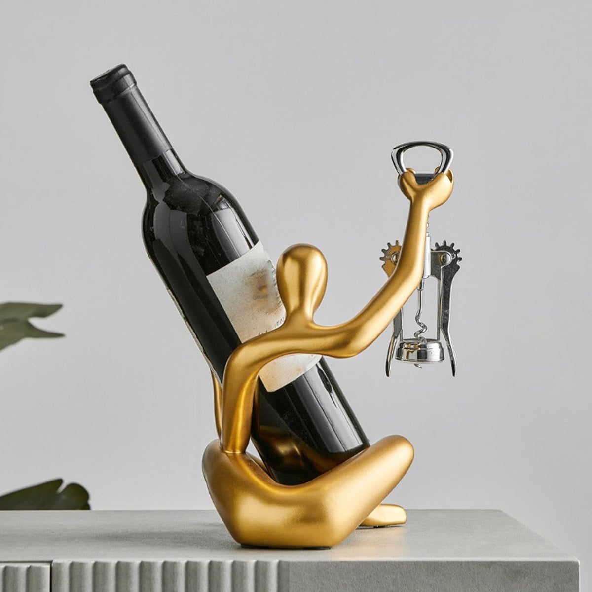 Porte Bouteille Mural Artistique Moderne avec Tire-Bouchon Intégré 1