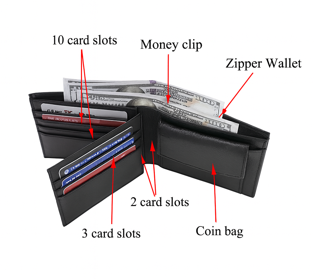 Portefeuille Homme Pratique à Deux Volets avec Emplacements pour Cartes 4
