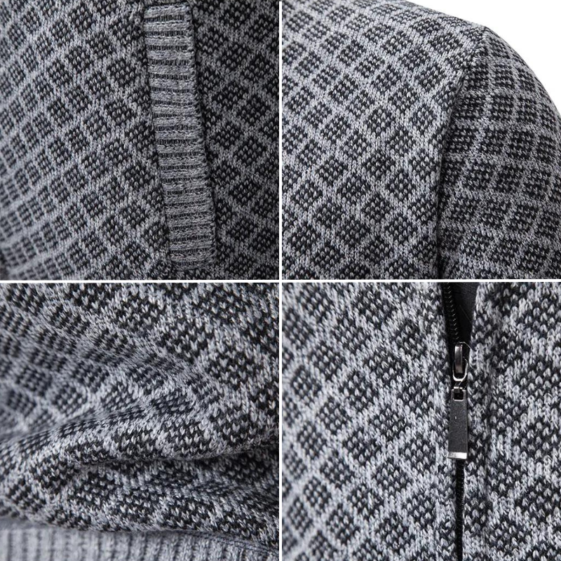 Cardigan Homme Élégant en Tissu Jacquard-6