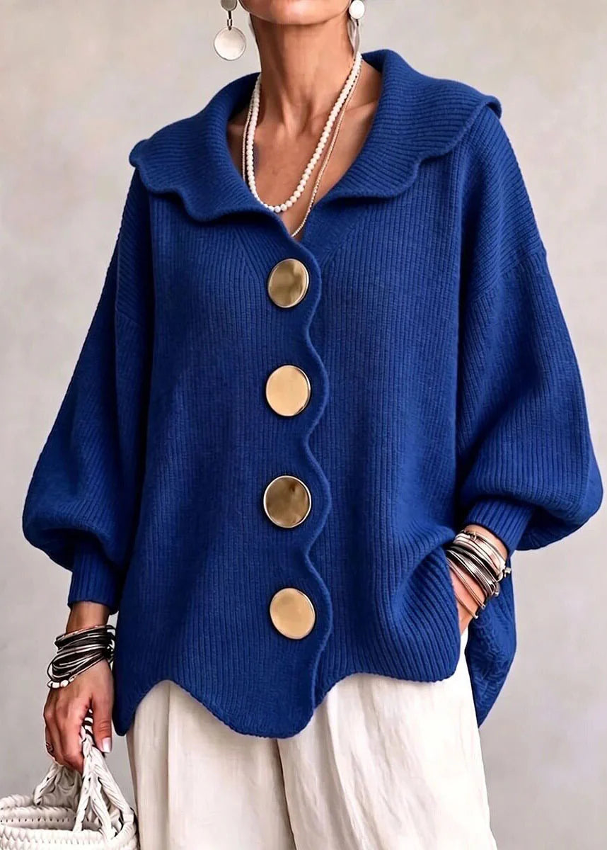 Pull Femme Col Claudine Boutonné Style Automnal Grandes Tailles 2