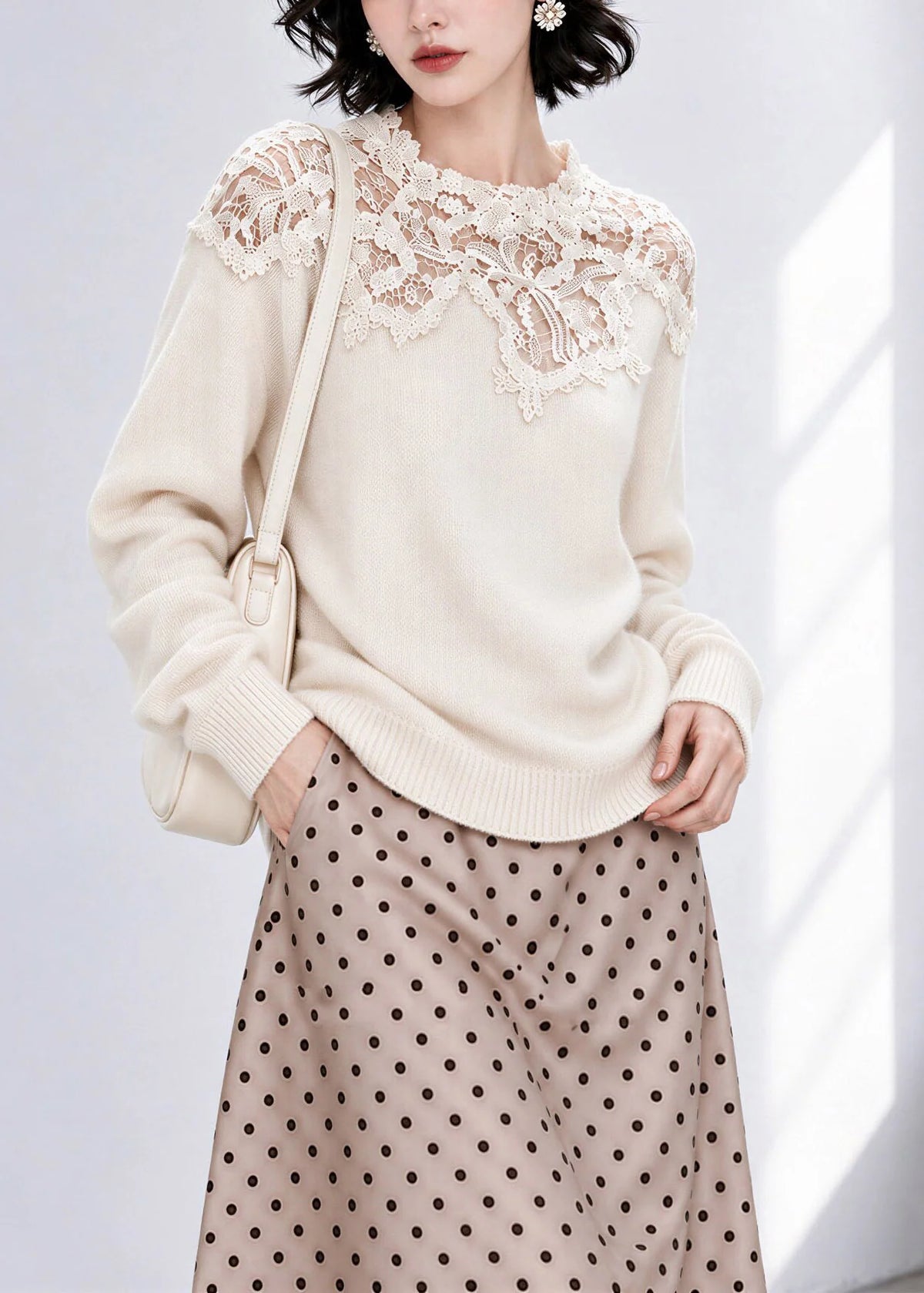 Pull Femme Patchwork Dentelle Automne 2