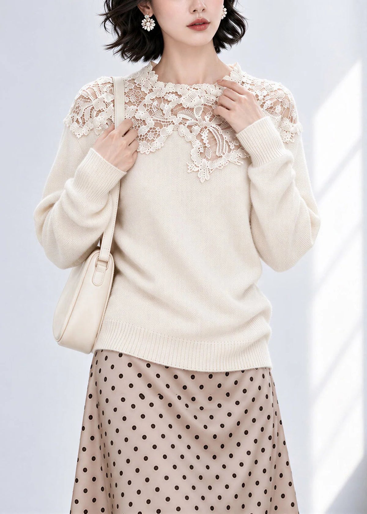 Pull Femme Patchwork Dentelle Automne 3