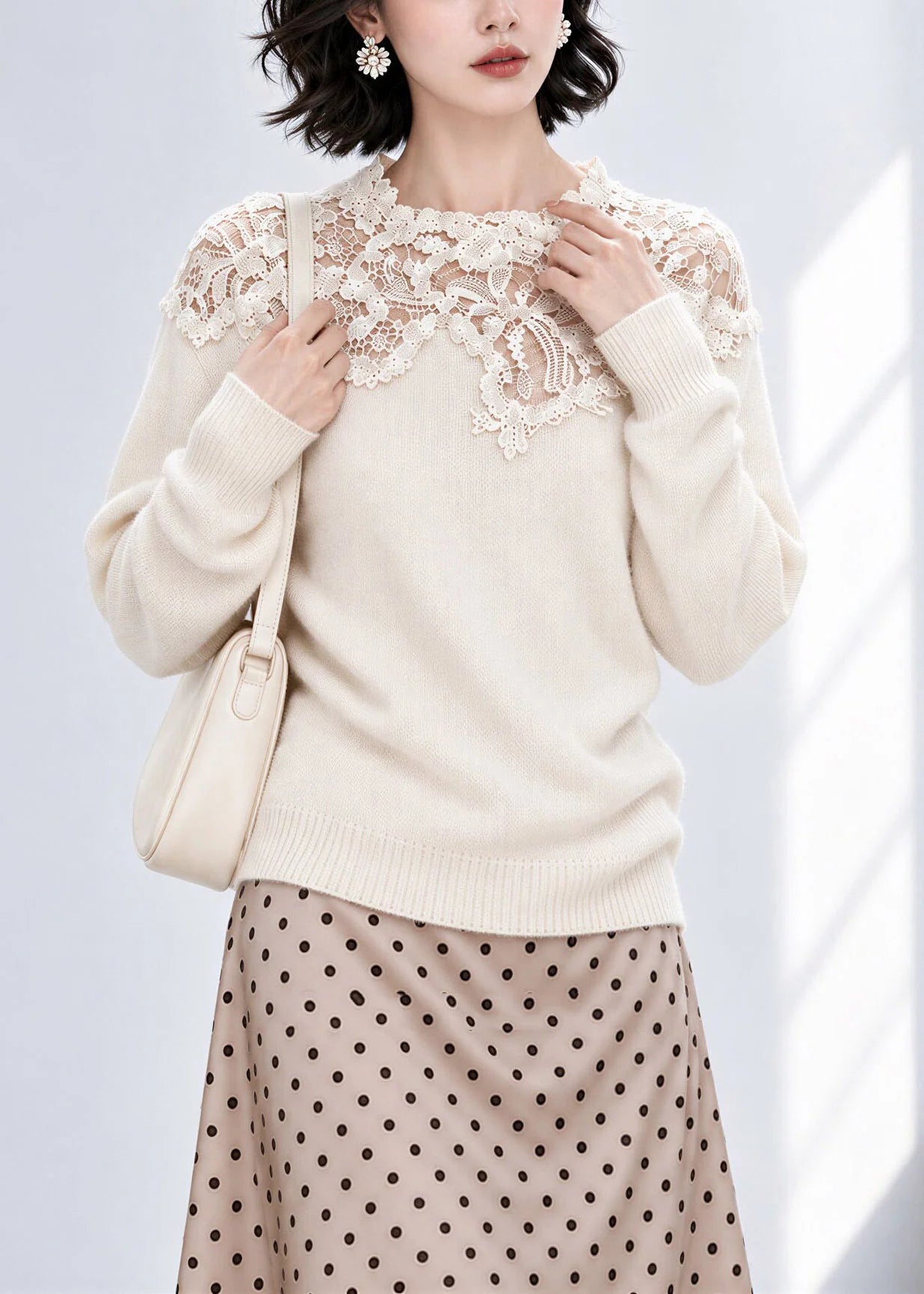 Pull Femme Patchwork Dentelle Automne 3
