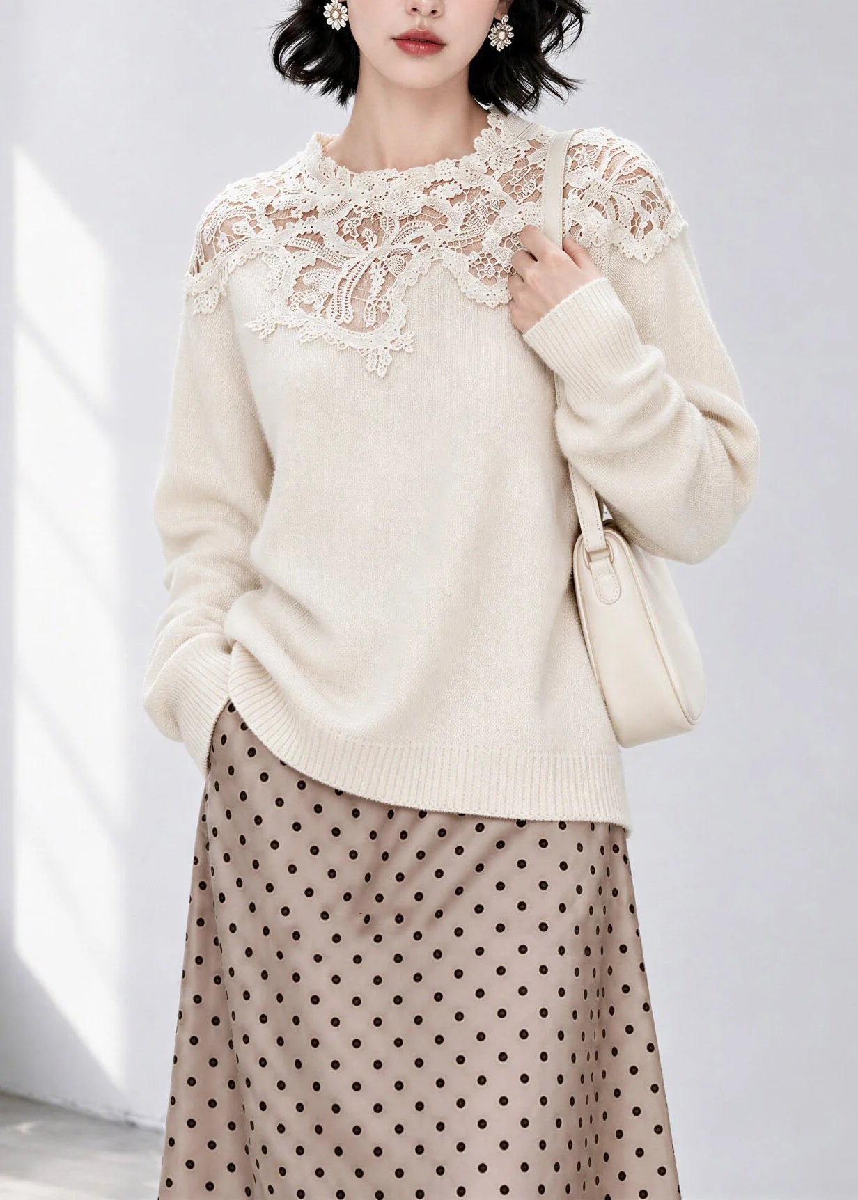 Pull Femme Patchwork Dentelle Automne 4