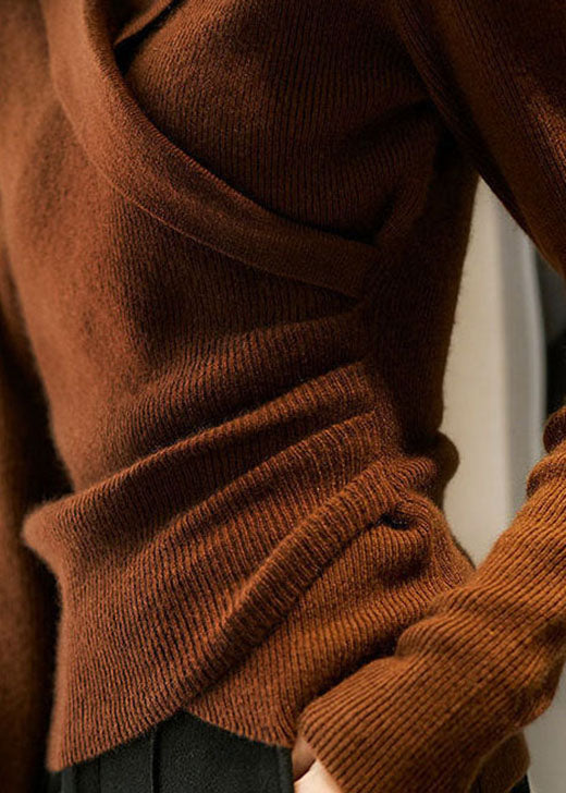 Pull Femme à Col Peter Pan Caramel Design Asymétrique 3