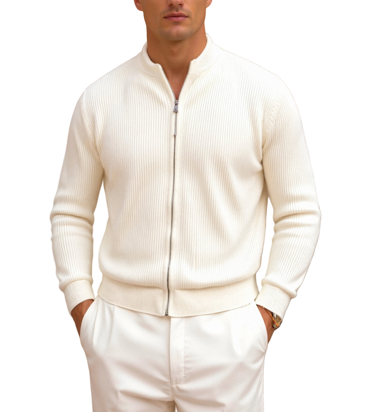 Pull Homme Classique à Décolleté Rond Côtelé 0