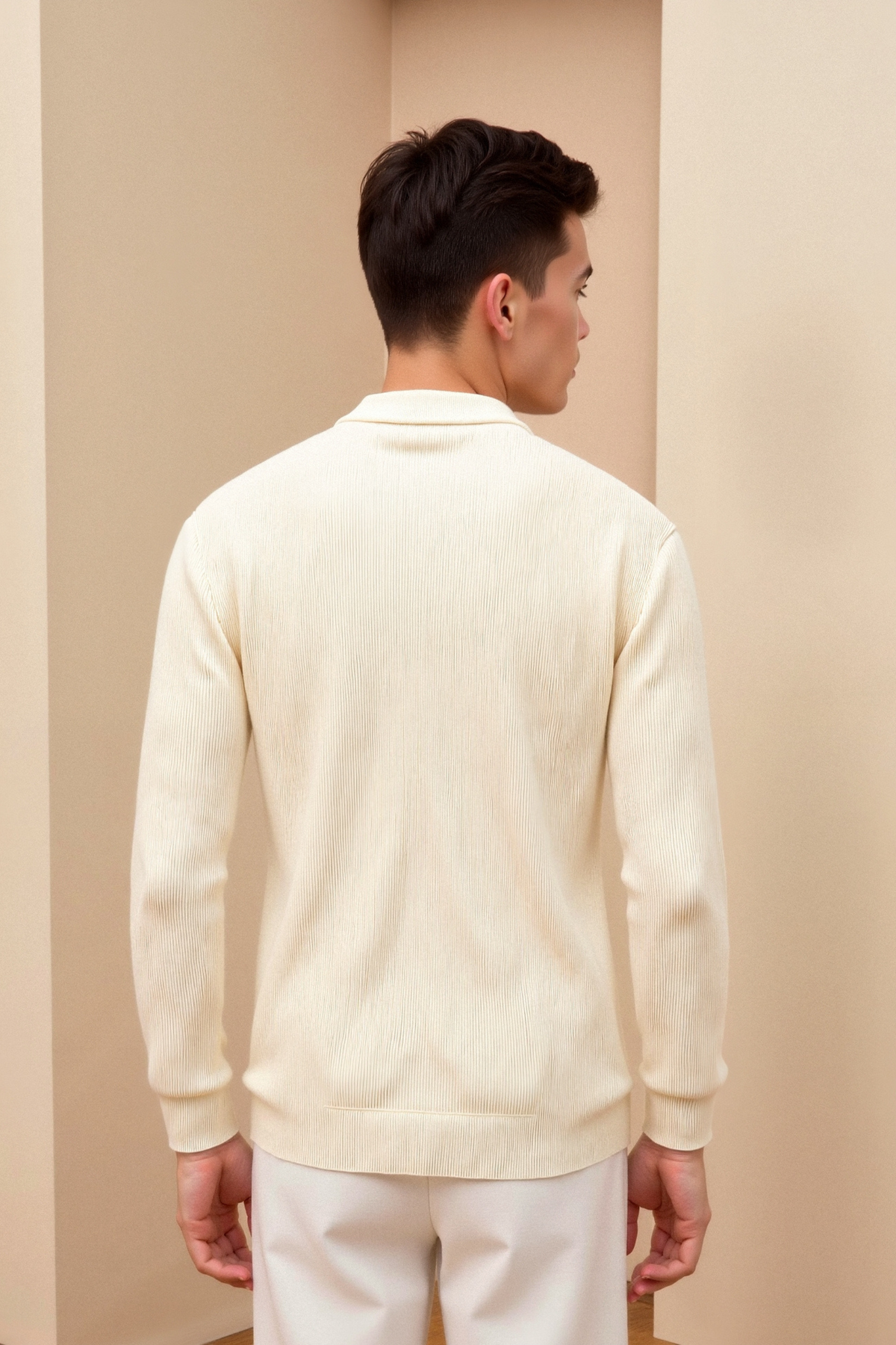 Pull Homme Classique à Décolleté Rond Côtelé 2