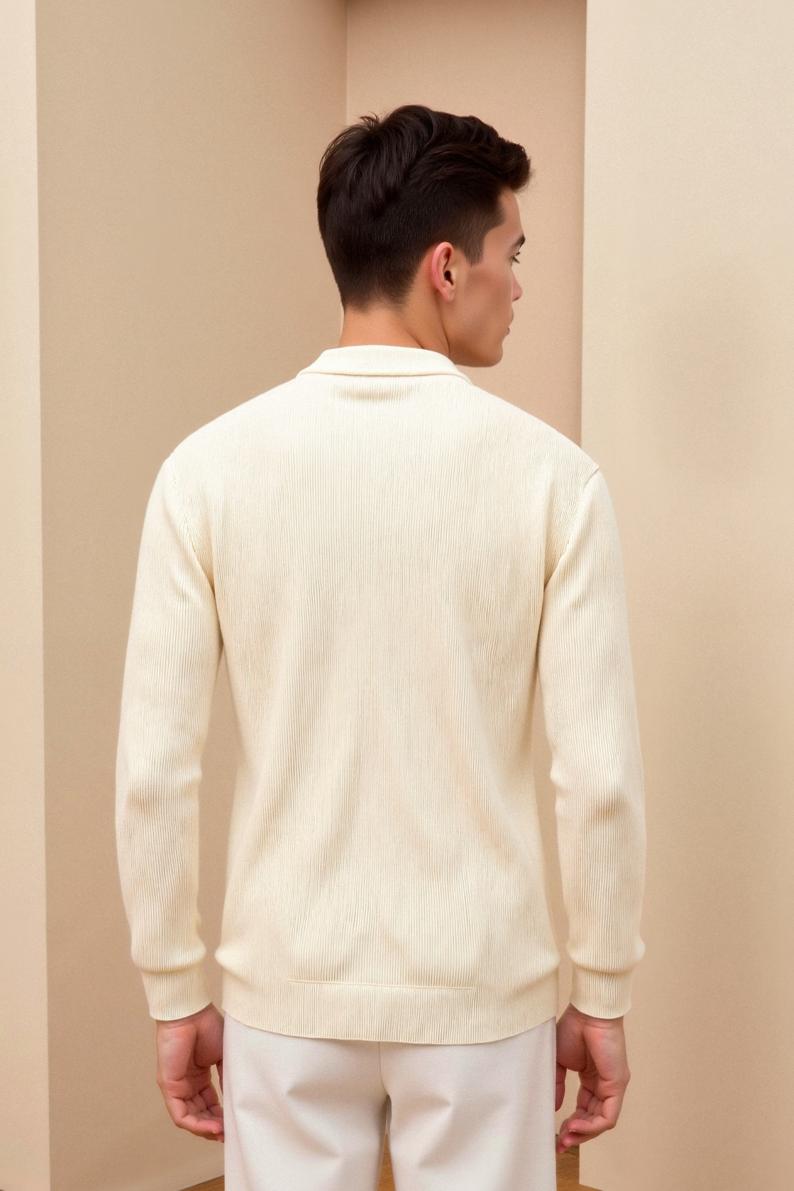 Pull Homme Classique à Décolleté Rond Côtelé 2