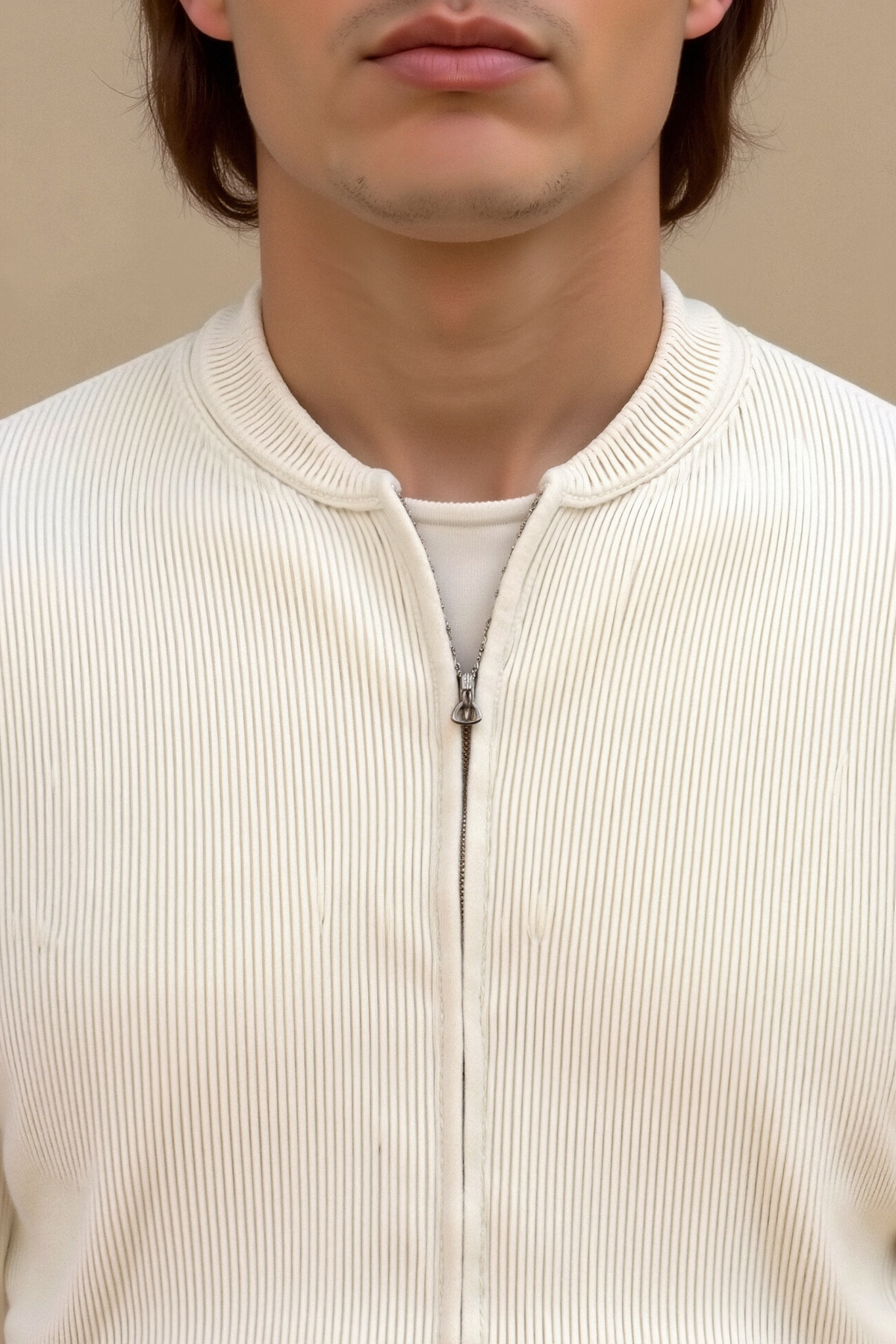 Pull Homme Classique à Décolleté Rond Côtelé 4
