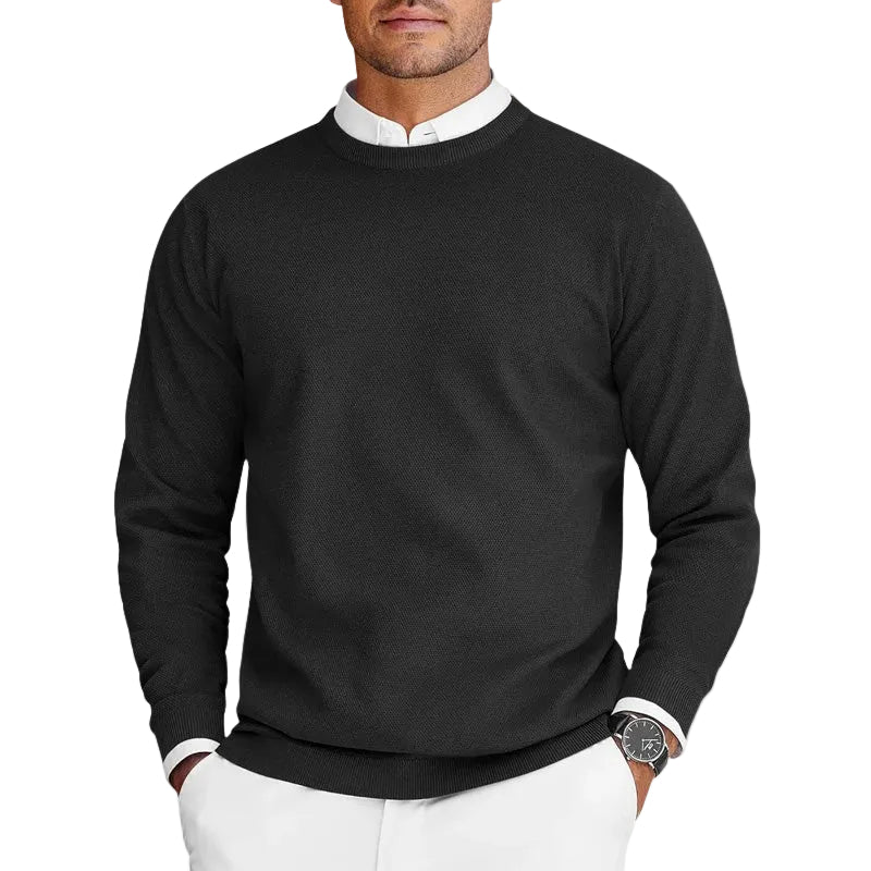 Pull Homme Col Rond Décontracté Texture Côtelée 0