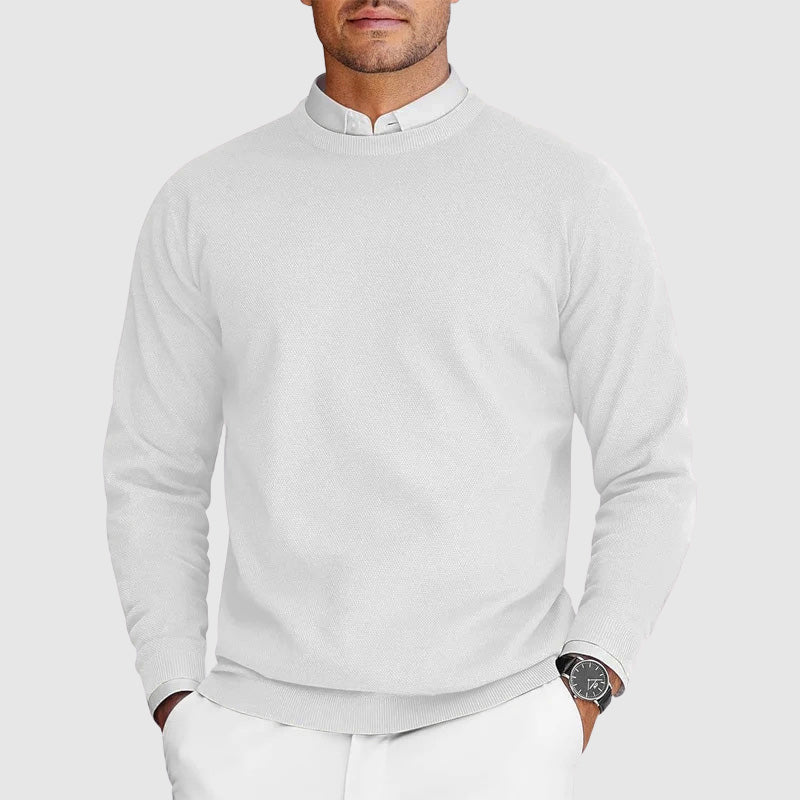 Pull Homme Col Rond Décontracté Texture Côtelée 1