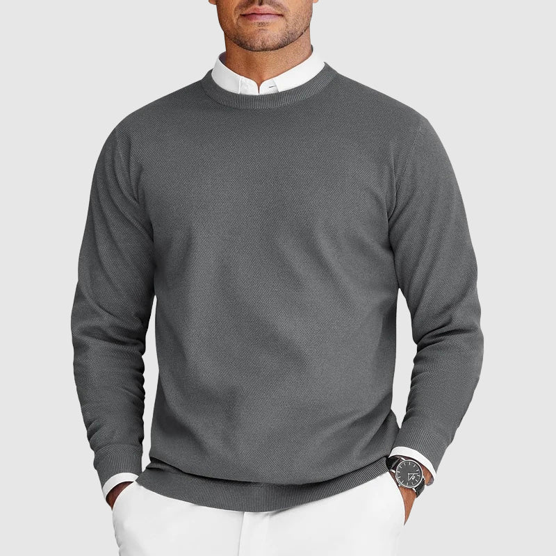 Pull Homme Col Rond Décontracté Texture Côtelée 3