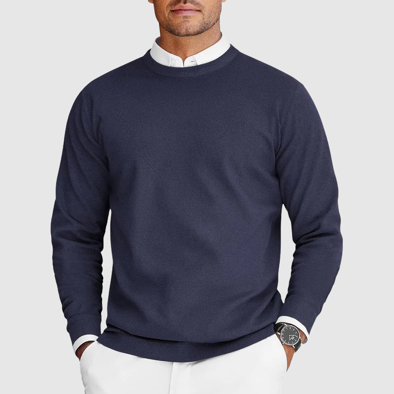 Pull Homme Col Rond Décontracté Texture Côtelée 4
