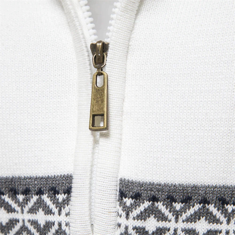 Pull Homme Tricoté Rétro avec Demi-Fermeture à Glissière 3