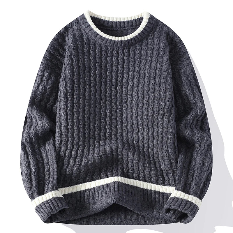 Pull Over Homme Décontracté avec Bordure Rayée 0