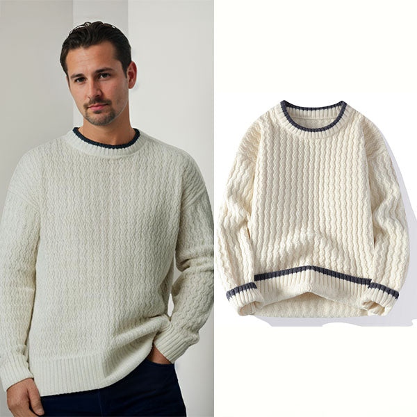 Pull Over Homme Décontracté avec Bordure Rayée 5