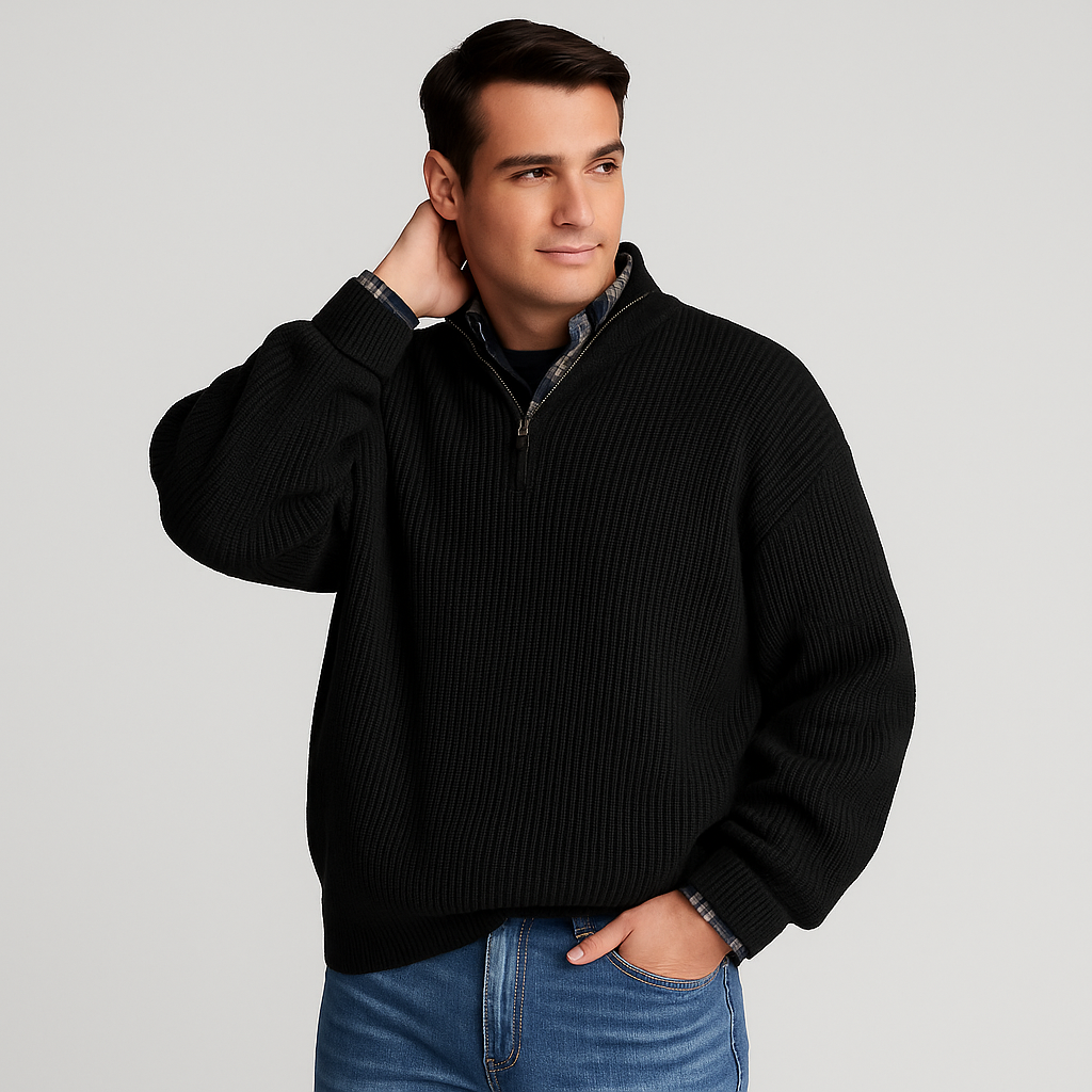 Pull à Demi-Zip pour Hommes Printemps Décontracté 1