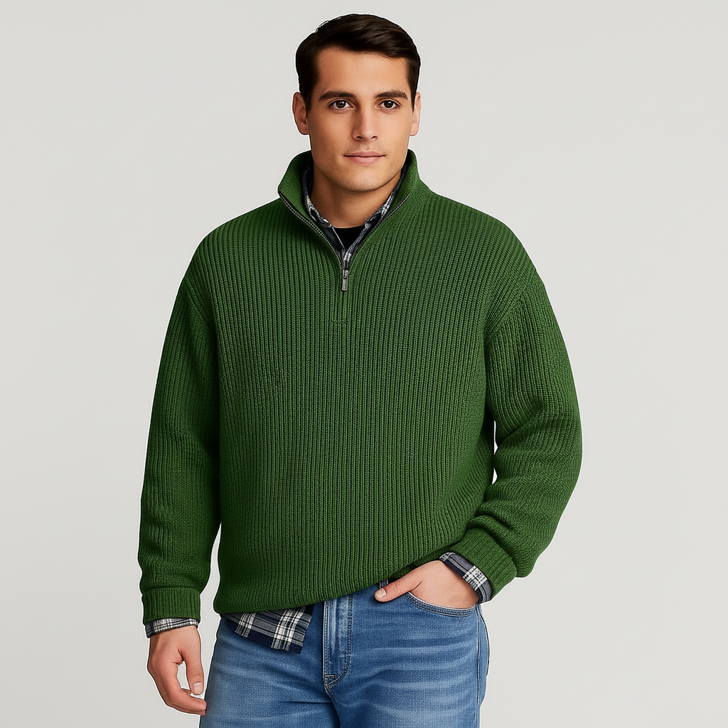 Pull à Demi-Zip pour Hommes Printemps Décontracté 2