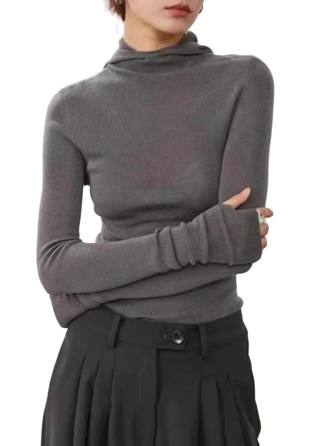 Pull à capuche ajusté pour femme style automnal 0