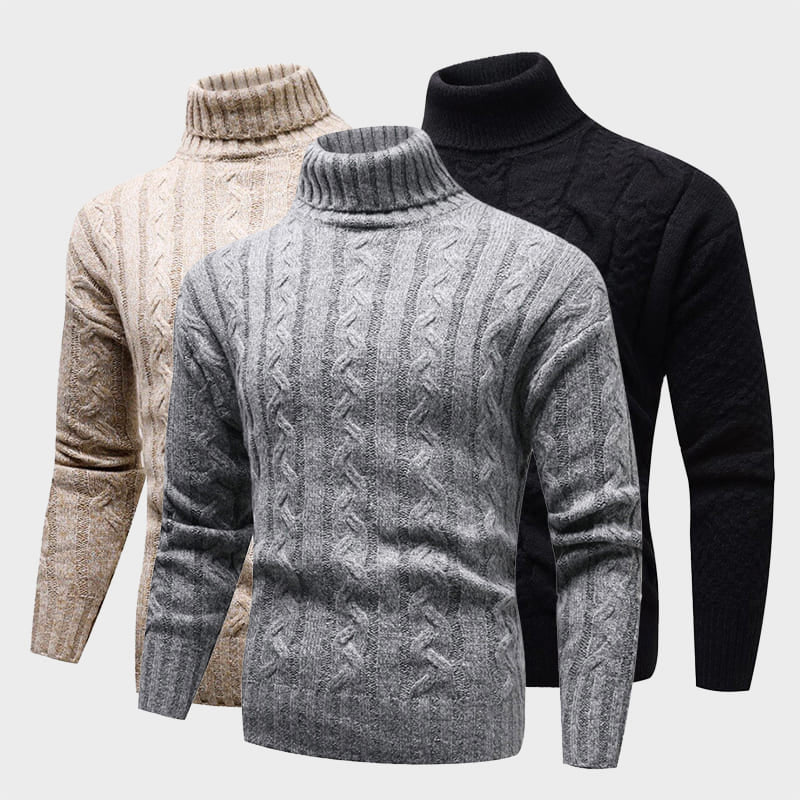 Pull à col roulé pour Femme en Maille Torsadée 3