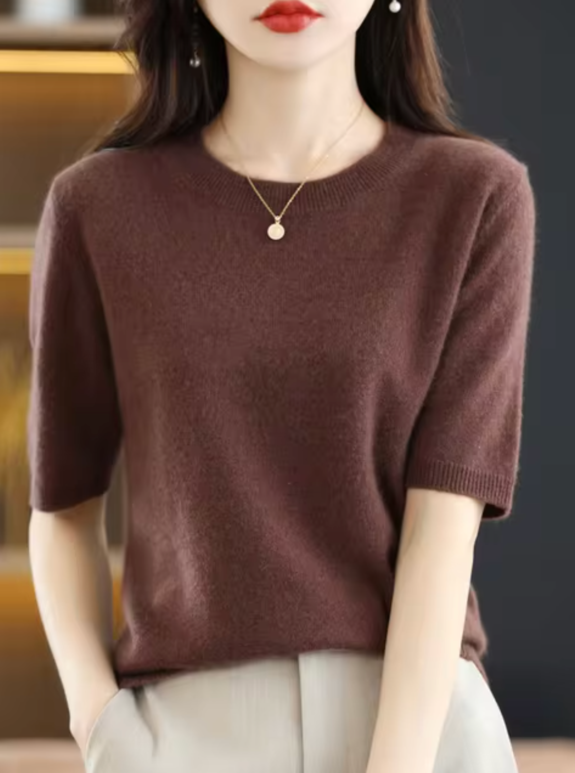Pull en Laine pour Femme à Manches Courtes 3