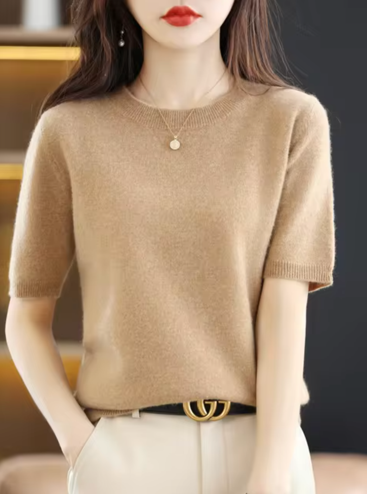 Pull en Laine pour Femme à Manches Courtes 8