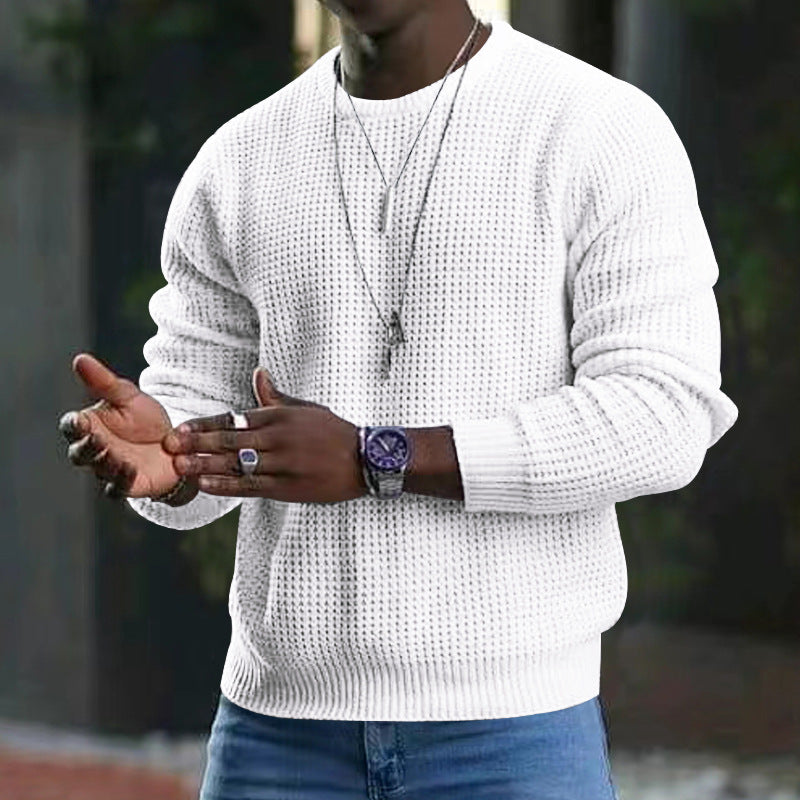 Pull pour Hommes Tricoté à Col Rond et Manches Longues