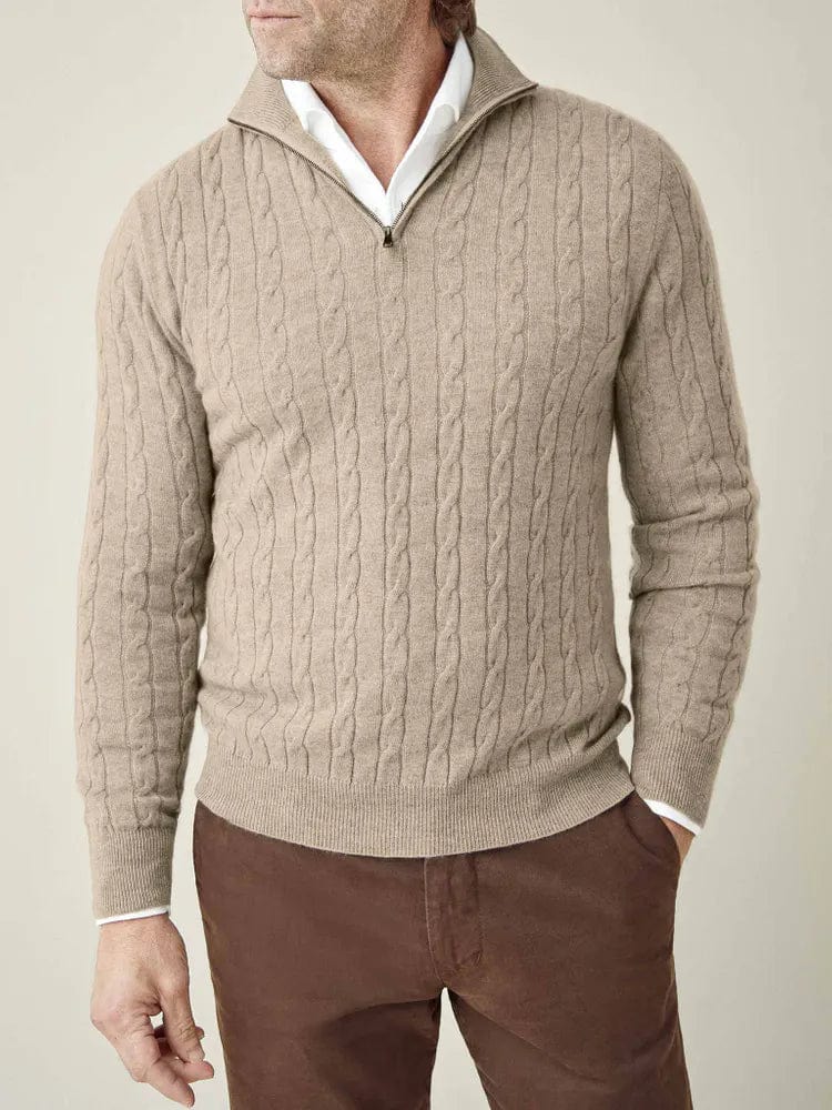 Pull pour hommes à demi-zip en tricot torsadé 3