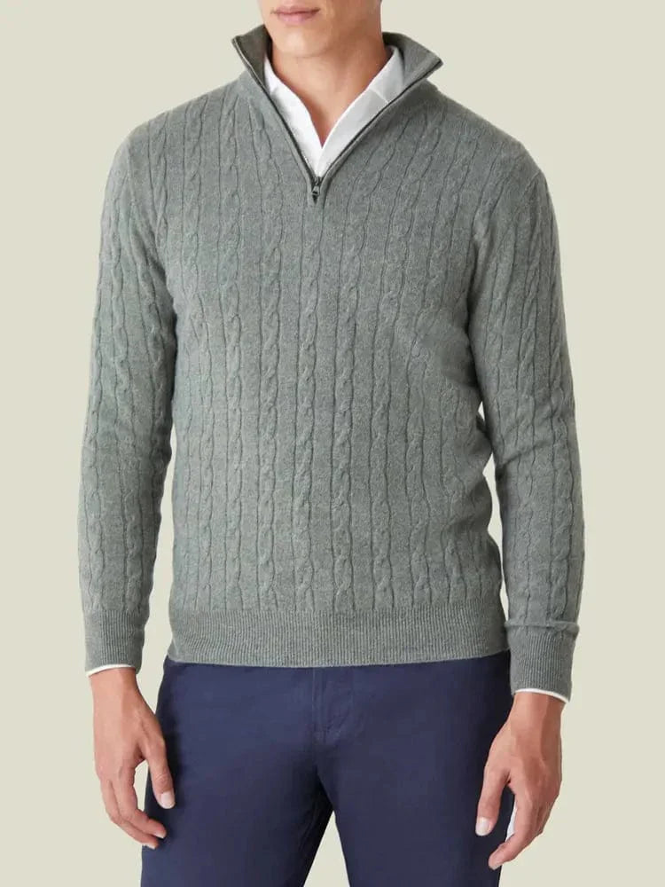 Pull pour hommes à demi-zip en tricot torsadé 4