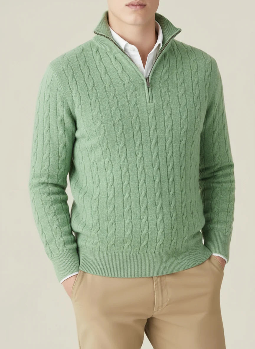 Pull pour hommes à demi-zip en tricot torsadé 5