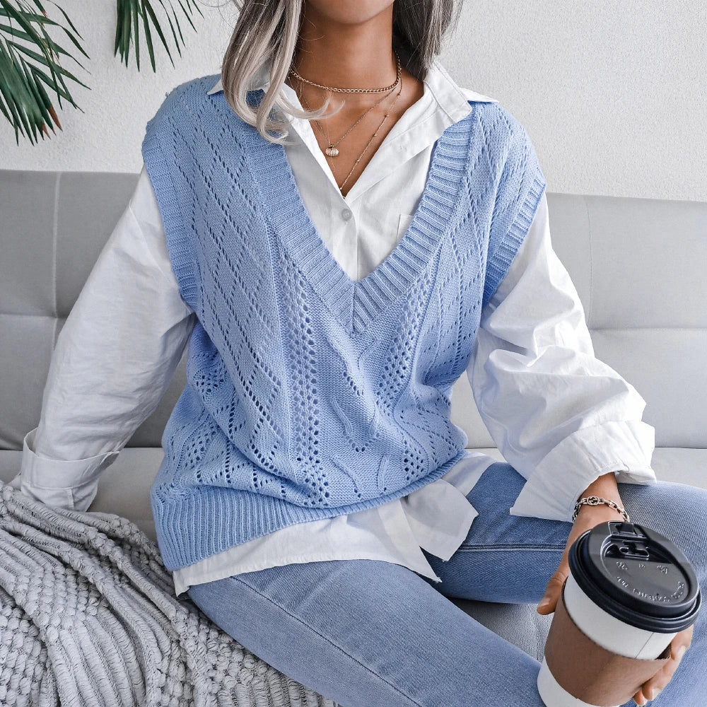 Pull sans manches en tricot élégant pour femmes 5