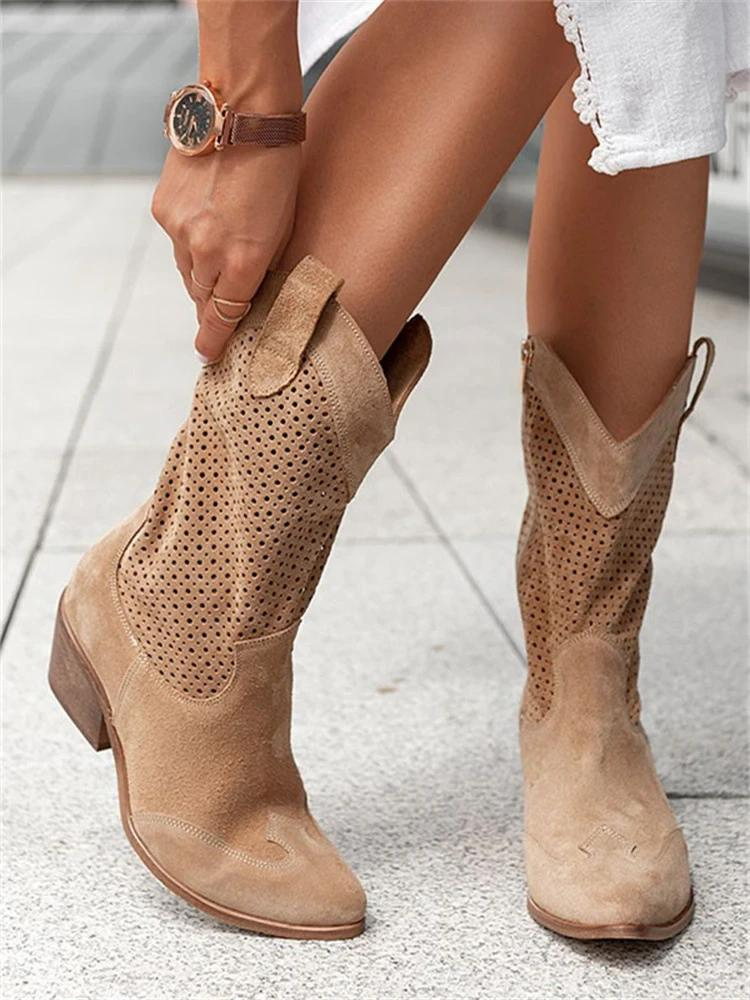 Bottes Femme Cowboy Élégantes Cuir Synthétique 1