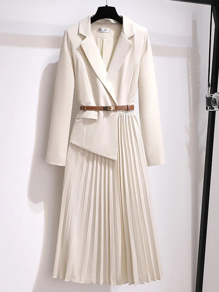 Robe Blazer Ceinturée Plissée pour Femme 1