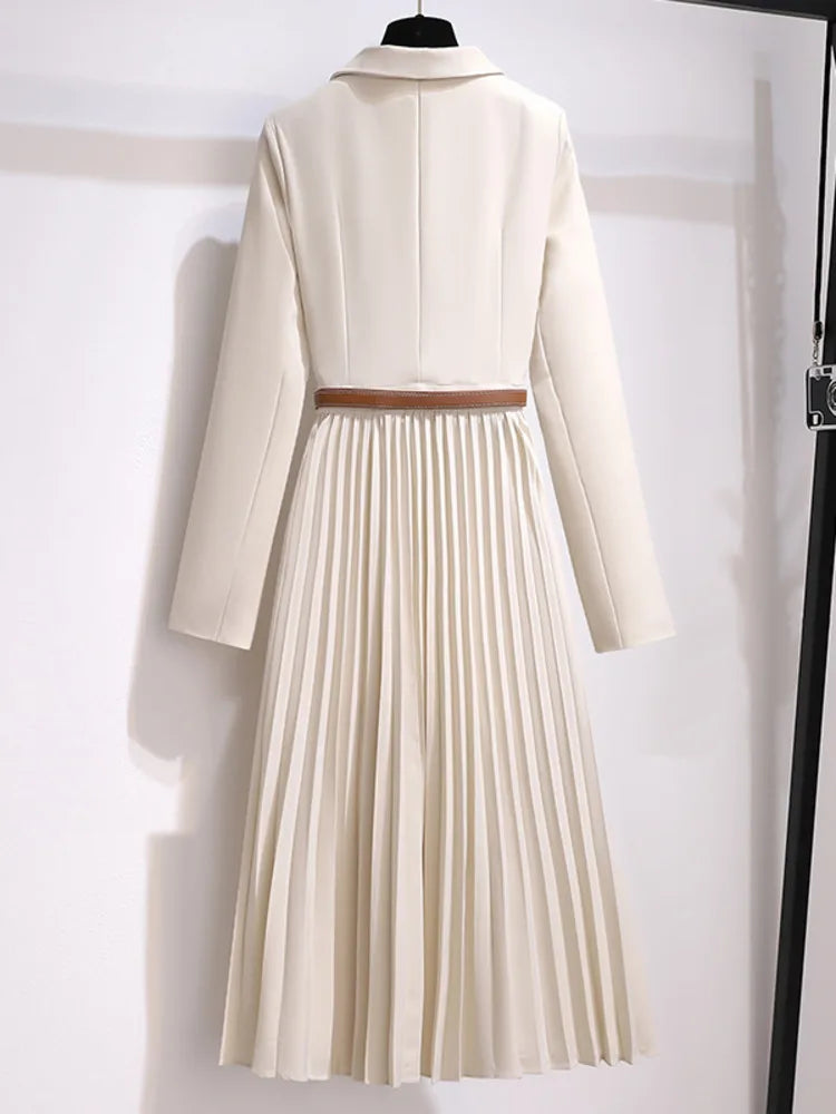 Robe Blazer Ceinturée Plissée pour Femme 2