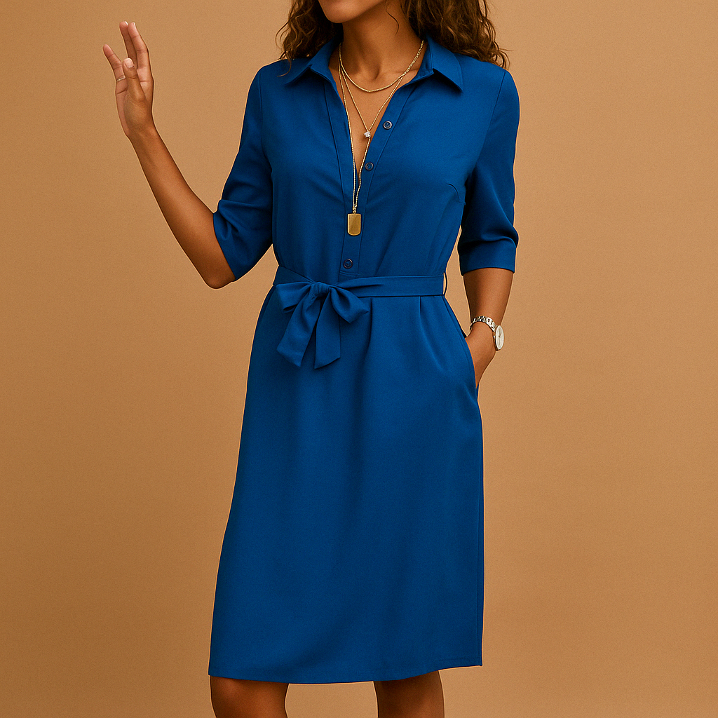 Robe Chemise Ceinturée Printemps Femme Chic 1