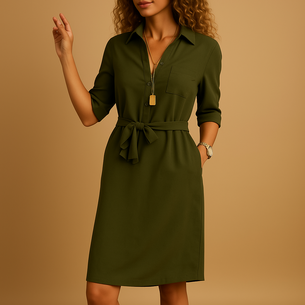 Robe Chemise Ceinturée Printemps Femme Chic 2