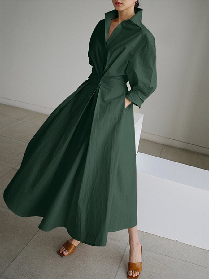Robe Chemise Femme Chic avec Boutons 7